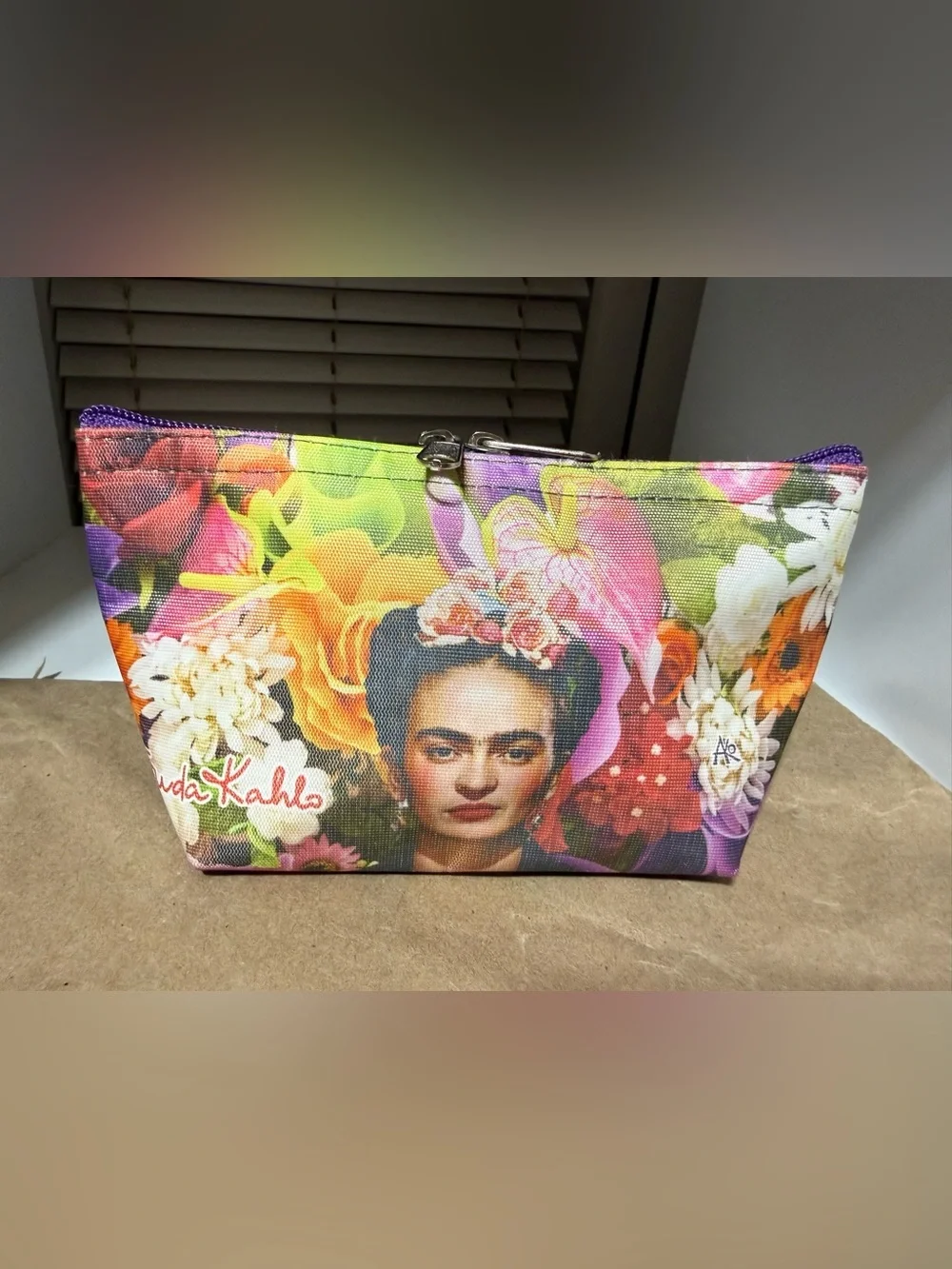 Frida Kahlo Floral Cosmetic Makeup Bag Travel Toiletry Case Organizer